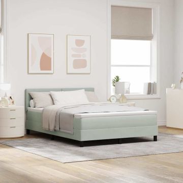 vidaXL Kiemas lova su čiužiniu Šviesiai pilka 160 x 200 cm Aksomas