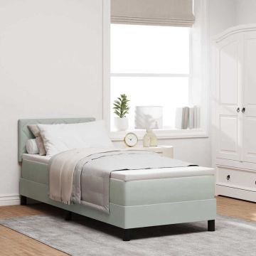 vidaXL Kiemas lova su čiužiniu Šviesiai pilka 80 x 200 cm Aksomas