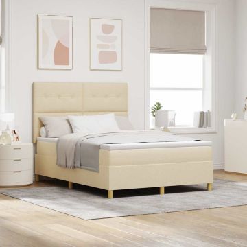 vidaXL Kiemas lova su čiužiniu Kreminė 160 x 200 cm audinys