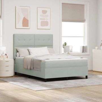 vidaXL Kiemas lova su čiužiniu Šviesiai pilka 140 x 190 cm Aksomas