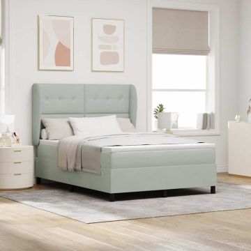 vidaXL Kiemas lova su čiužiniu Šviesiai pilka 200 x 140 cm Aksomas