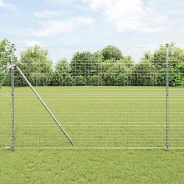 vidaXL Tvora su stulpais Sidabro 1,5 x 10 m Plienas ir PVC