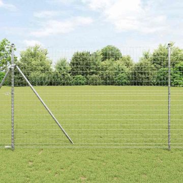 vidaXL Tvora su stulpais Sidabro 1,6 x 10 m Plienas ir PVC