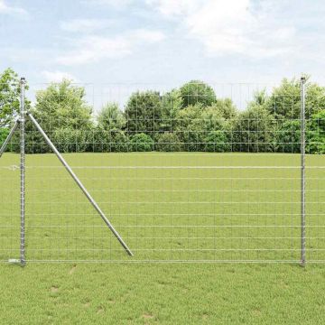 vidaXL Tvora su stulpais Sidabro 1,5 x 10 m Plienas ir PVC