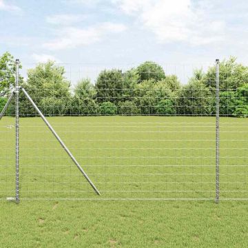 vidaXL Tvora su stulpais Sidabro 1,5 x 10 m Plienas ir PVC