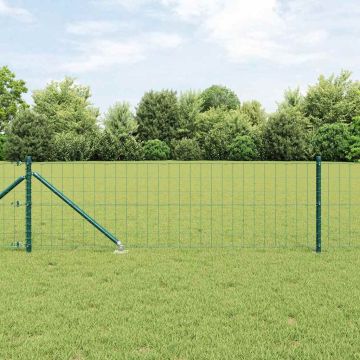 vidaXL Tvora su stulpais Žalia 0,6 x 25 m Plienas ir PVC