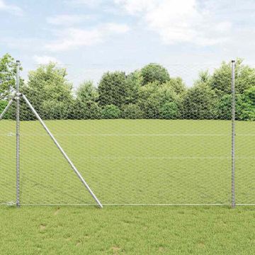vidaXL Tvorelės stulpas Sidabro 10 x 1,6 m (36 mm tinklas) Plienas