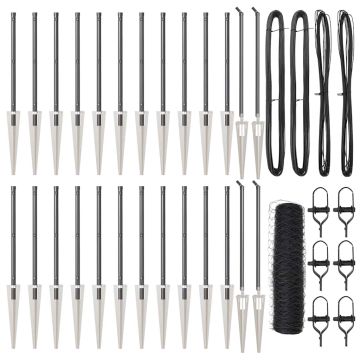 vidaXL Tvorelės stulpas Pilka 50 x 1 m (36 mm akių) Plienas ir PVC