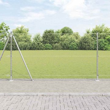 vidaXL Tvorelės stulpas Sidabro 10 x 1,2 m (25 mm akių) Plienas