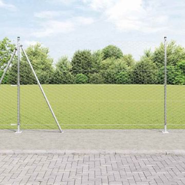vidaXL Tvorelės stulpas Sidabro 100 x 1,6 m (50 mm tinklelis) Plienas