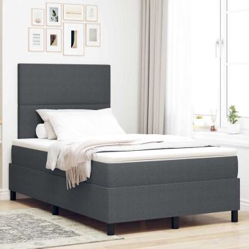 vidaXL LED Čiužinio Lova Tamsiai pilka ir balta 120 x 190 cm