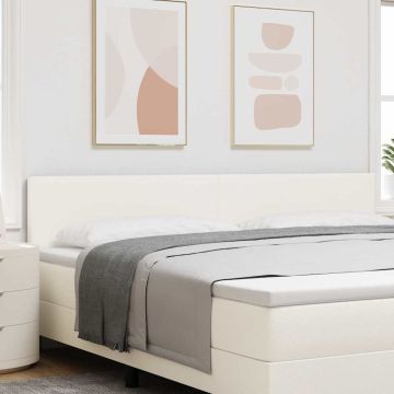 vidaXL LED galvūgalis su galvūgalio Kreminė 200 cm Kordūrinis audinys