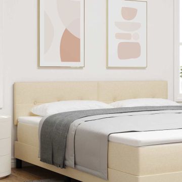 vidaXL LED galvūgalis su LED juostelėmis Kreminė 180 cm audinys