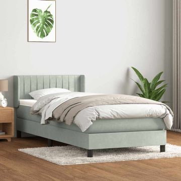 vidaXL Box Spring Lova su čiužiniu Šviesiai pilka 90x210 cm Velvet