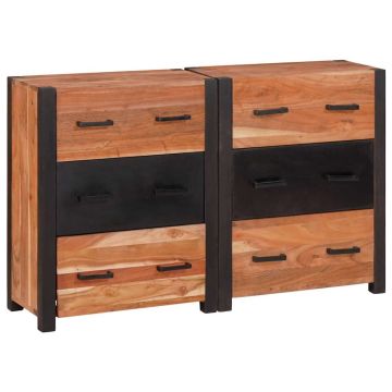 vidaXL Kabalas 3 pcs Ruda 110 x 30 x 75 cm Kietos akacijos mediena