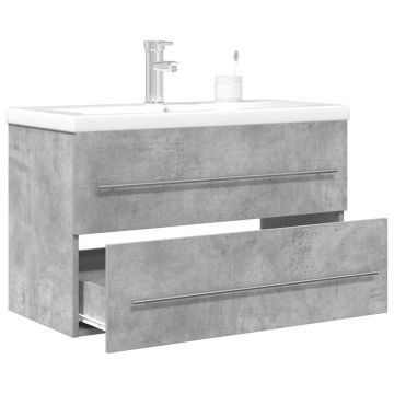 vidaXL Vonios baldų komplektas, 2 dalių, betono pilkas, mediena