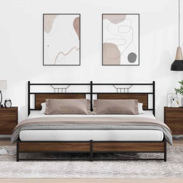 vidaXL Lovos rėmas be čiužinio, rudas ąžuolo, 193x201cm, metalas