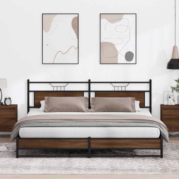 vidaXL Lovos rėmas be čiužinio, rudas ąžuolo, 200x200cm, metalas