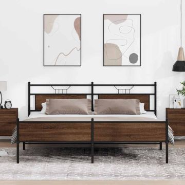 vidaXL Lovos rėmas be čiužinio, rudas ąžuolo, 193x201cm, metalas