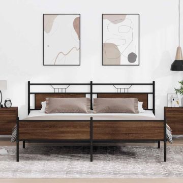 vidaXL Lovos rėmas be čiužinio, rudas ąžuolo, 200x200cm, metalas