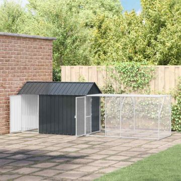 vidaXL Paukščių narvas su saugykla Antracitas 416,5 x 103 x 142 cm