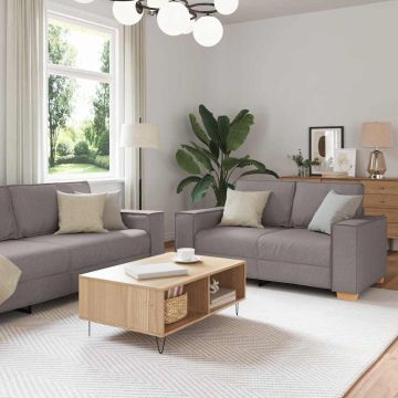 vidaXL Sofa 3 pcs Taupe 220 x 80 x 84 cm Lino mišinio audinys