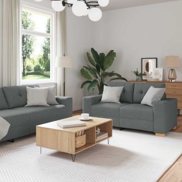 vidaXL Sofa 3 pcs Tamsiai pilka 221 x 80 x 80 cm Lino mišinio audinys