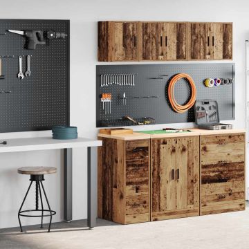 vidaXL garažo spintos, 2vnt., sena mediena, mediena