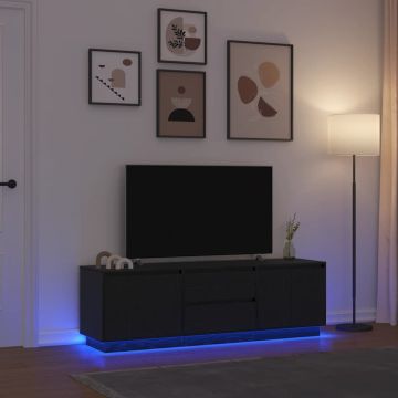 vidaXL Televizoriaus spintelė su LED apšvietimu, juoda, 160,5x41x50 cm