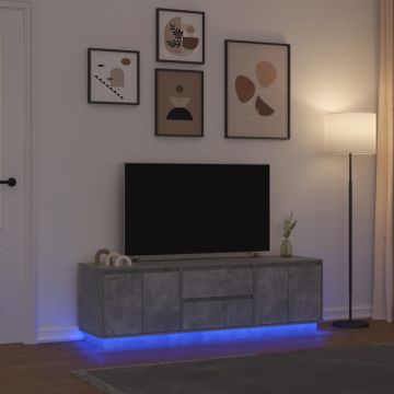 vidaXL TV spintelė su LED lemputėmis, betono pilka, 160,5x41x50 cm
