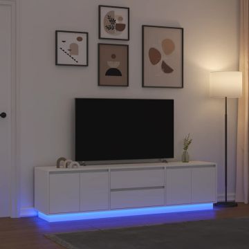vidaXL TV spintelė su LED lemputėmis, baltos spalvos, 193,5x41x50 cm