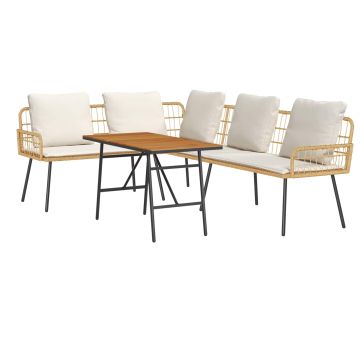 vidaXL Sodo Sofų Rinkinys 2 pcs Smėlio poliratanas