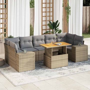 vidaXL Sofos komplektas su pagalvėlėmis, 8 dalių, smėlio, poliratanas