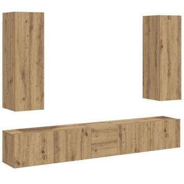 vidaXL 5 dalių sieninis televizoriaus spintelės komplektas Artisan Oak