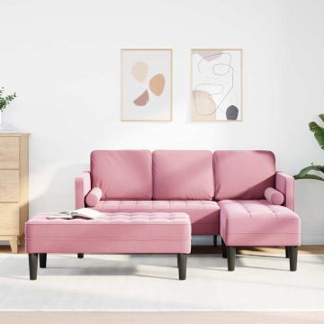 vidaXL Sofos komplektas su pagalve 2 pcs Rožinė Poliesteris