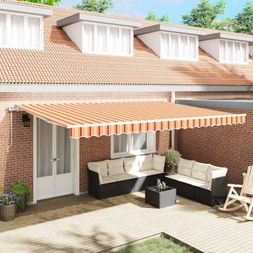 vidaXL Ištraukiama markizė Geltona ir Oranžinė 500 × 300 cm audinys