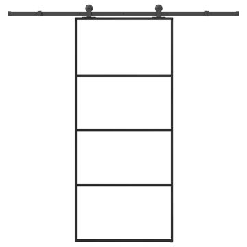 vidaXL Stumdomos durys su įrangos rinkiniu, 90x205cm, ESG ir aliuminis