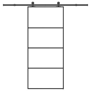 vidaXL Stumdomos durys su įrangos rinkiniu, 90x205cm, ESG ir aliuminis