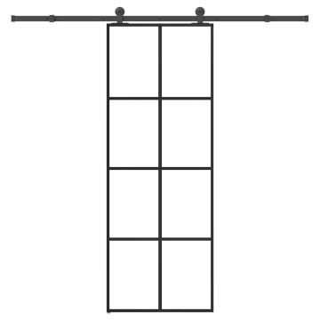 vidaXL Stumdomos durys su įrangos rinkiniu, 76x205cm, ESG ir aliuminis