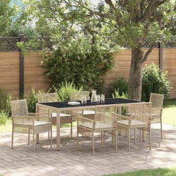 vidaXL Sodo valgomojo komplektas 7 pcs Smėlio poliratanas