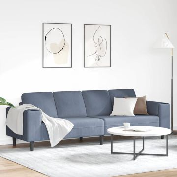 vidaXL Sofa su pagalve Mėlyna 250 x 77 x 76 cm Kordūrinis audinys