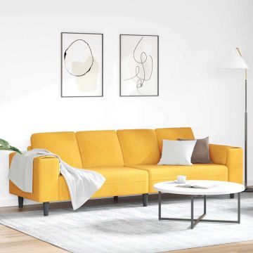 vidaXL Sofa Šviesi geltona 250 x 77 x 76 cm Kordūrinis audinys