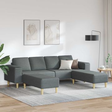 vidaXL Svetainės sofa 3 pcs Tamsiai pilka Poliesteris