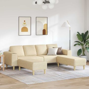 vidaXL Svetainės sofa 3 pcs Kreminė Poliesteris