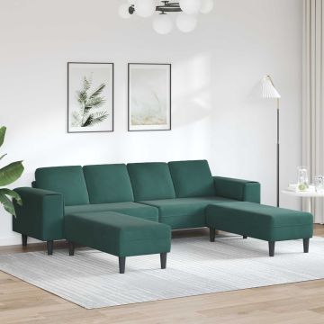 vidaXL Svetainės sofa 3 pcs Tamsiai žalia