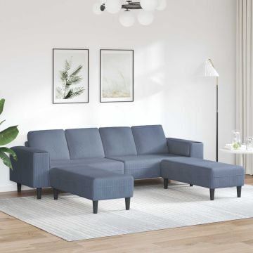 vidaXL Sofa su pagalve Mėlyna 250 x 188 x 76 cm Kordūrinis audinys