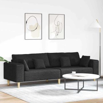 vidaXL Sofa su pagalve Juoda 250 x 77 x 76 cm audinys