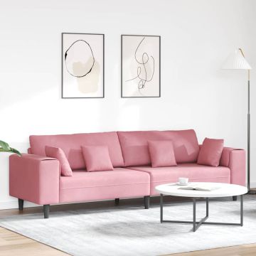 vidaXL Sofa su pagalve Rožinė 250 x 77 x 76 cm Aksomas