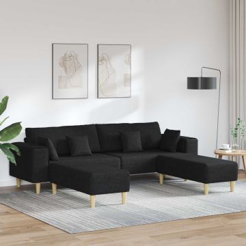 vidaXL Sofa su pagalve 3 pcs Juoda audinys