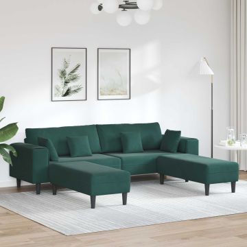 vidaXL Sofa su pagalve 3 pcs Tamsiai žalia Aksomas